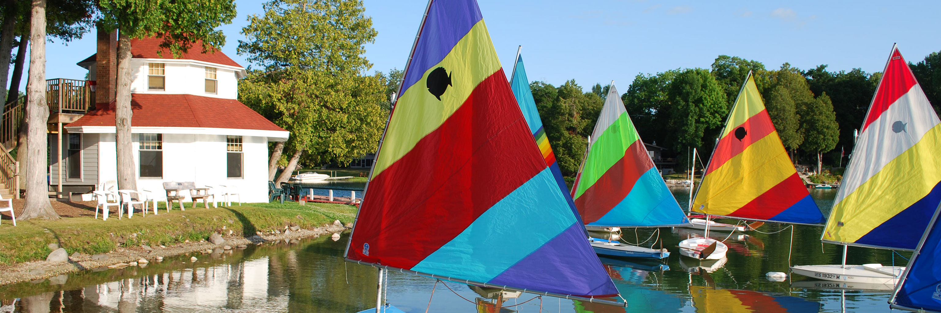 lake view with sailboats 