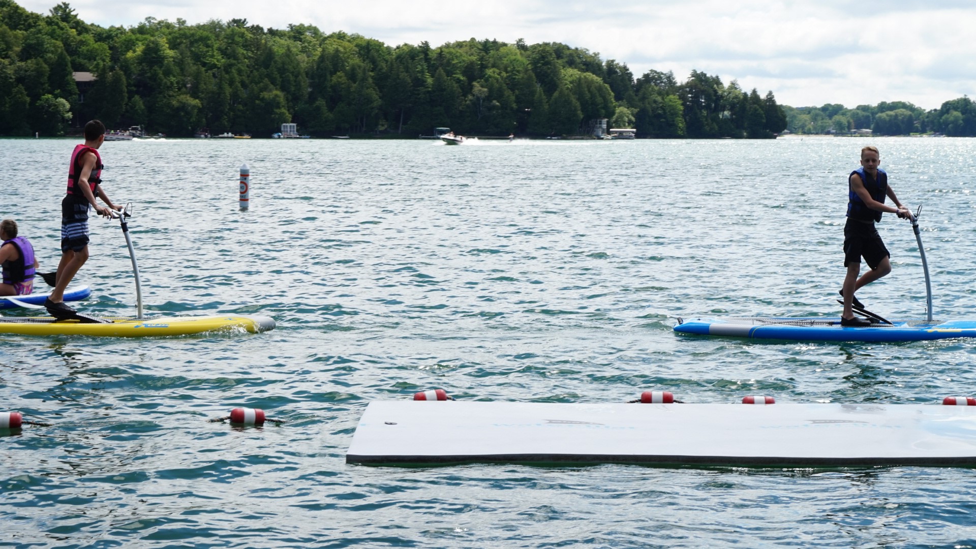 campers playing low impact water sports 